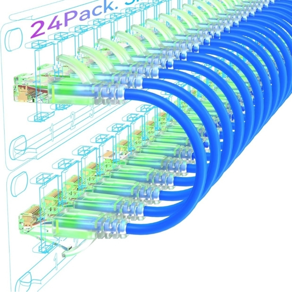 Cat6a Blue Ethernet Patch Cables 3ft (24 In Pack)
